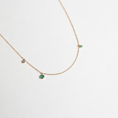 Kiki Designer Necklace in 14k Gold set with Emeralds By SHW Fine Jewelry NYC