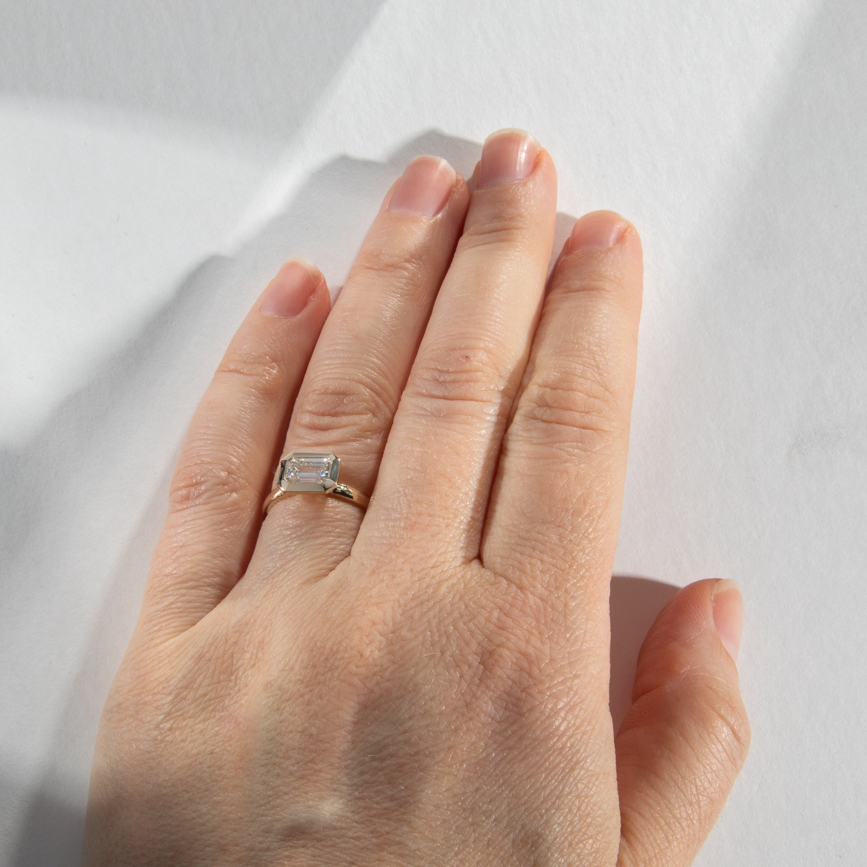 Vilke Unique Ring in 14k Gold set with 1.58ct emerald cut lab-grown diamond By SHW Fine Jewelry NYC