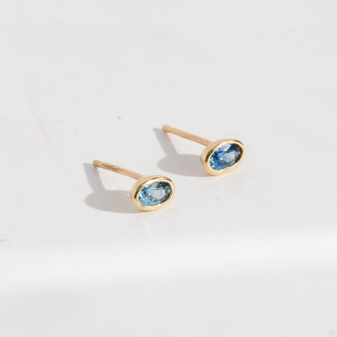 Ana Simple Earrings 14k Yellow Gold Set With Blue Sapphires By SHW Fine Jewelry NYC