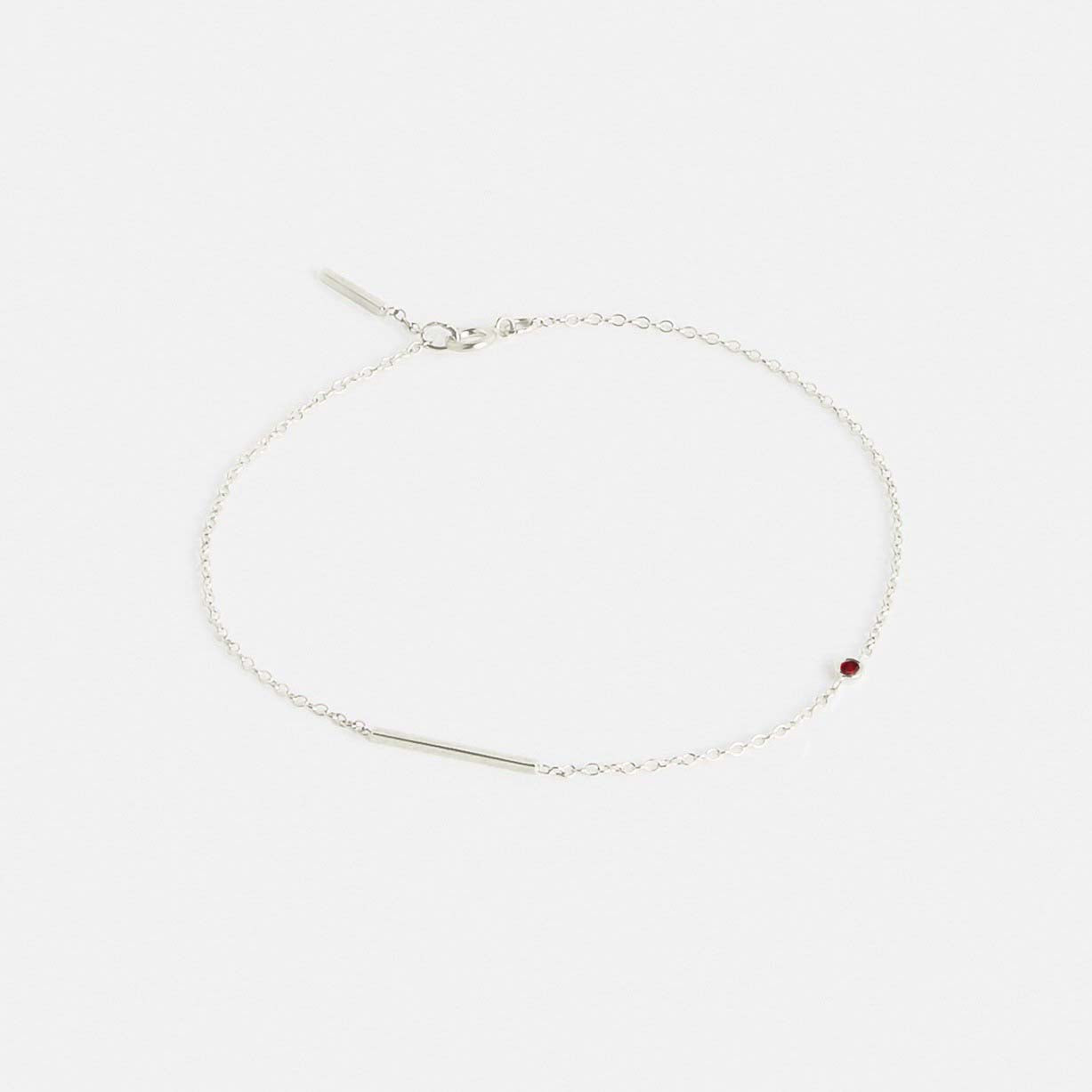 Iki Simple Bracelet in 14k White Gold set with Ruby By SHW Fine Jewelry NYC