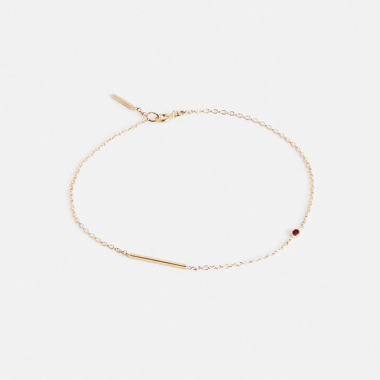 Iki Simple Bracelet in 14k Gold set with Ruby By SHW Fine Jewelry NYC
