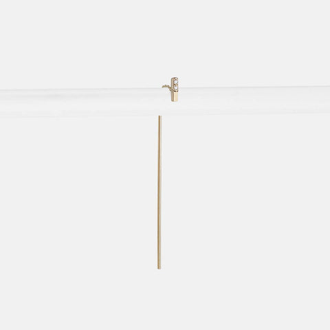 Olko Long Designer Pull Through Earring 14k Gold set with White Diamonds By SHW Fine Jewelry New York City
