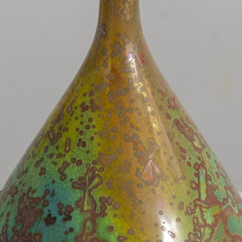 Hand-thrown porcelain vase with crystalline glaze made in NYC by Robert Hessler
