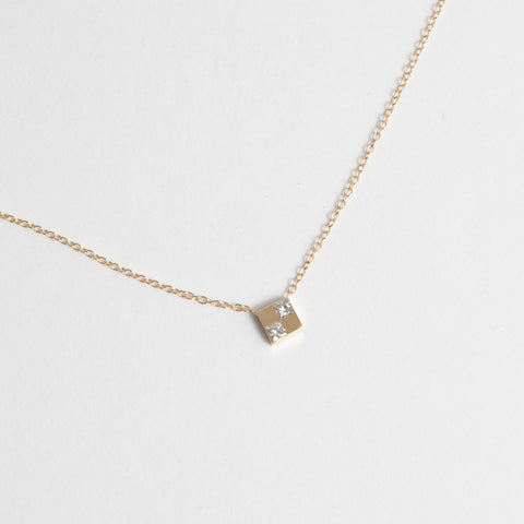 Sudu Designer Necklace in 14k Gold set with Princess Cut Square Diamonds By SHW Fine Jewelry NYC