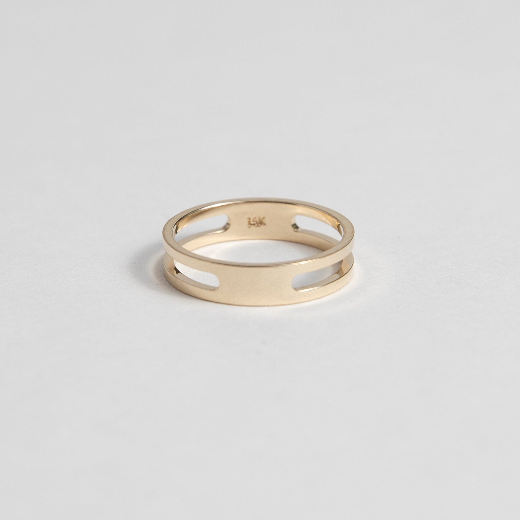 Modern double band womens wedding ring in 14k, 18k yellow, white, rose gold, platinum by SHW cool fine jewelry store in downtown NYC