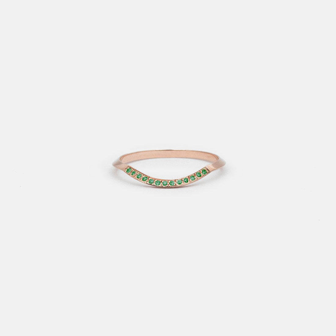Arba Thin Ring in 14k Rose Gold set with Emeralds By SHW Fine Jewelry New York City