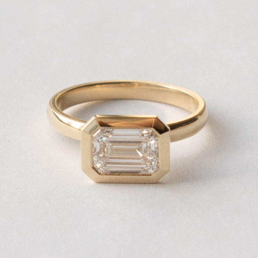 Vilke Unique Ring in 14k Gold set with 1.58ct emerald cut lab-grown diamond By SHW Fine Jewelry NYC