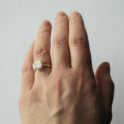 Vilke Unique Ring in 14k Gold set with 1.58ct emerald cut lab-grown diamond By SHW Fine Jewelry NYC