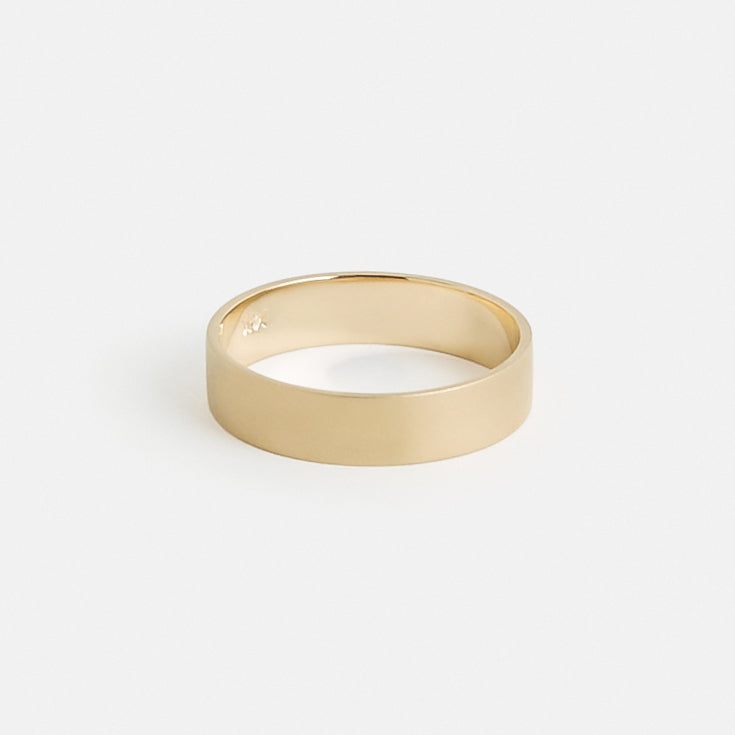 Contemporary Unisex Wider Wedding Band with Flat profile matte finish in solid 14k yellow, white gold by SHW best fine jewelry shop NYC
