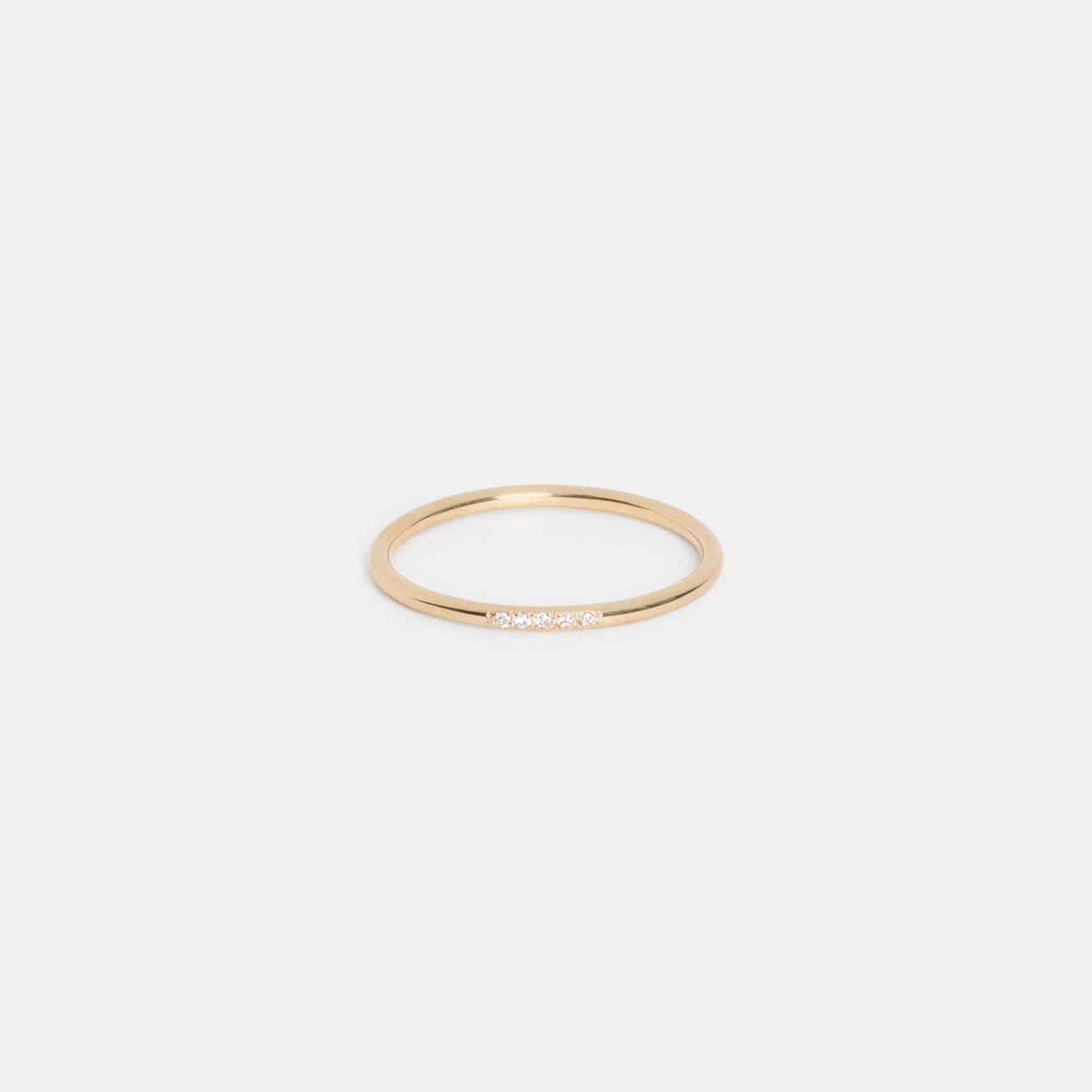 Dainty Round Customized Pave Natural Small Diamonds Wedding Band in Solid 14k yellow gold by SHW coolest fine jewelry store in NYC