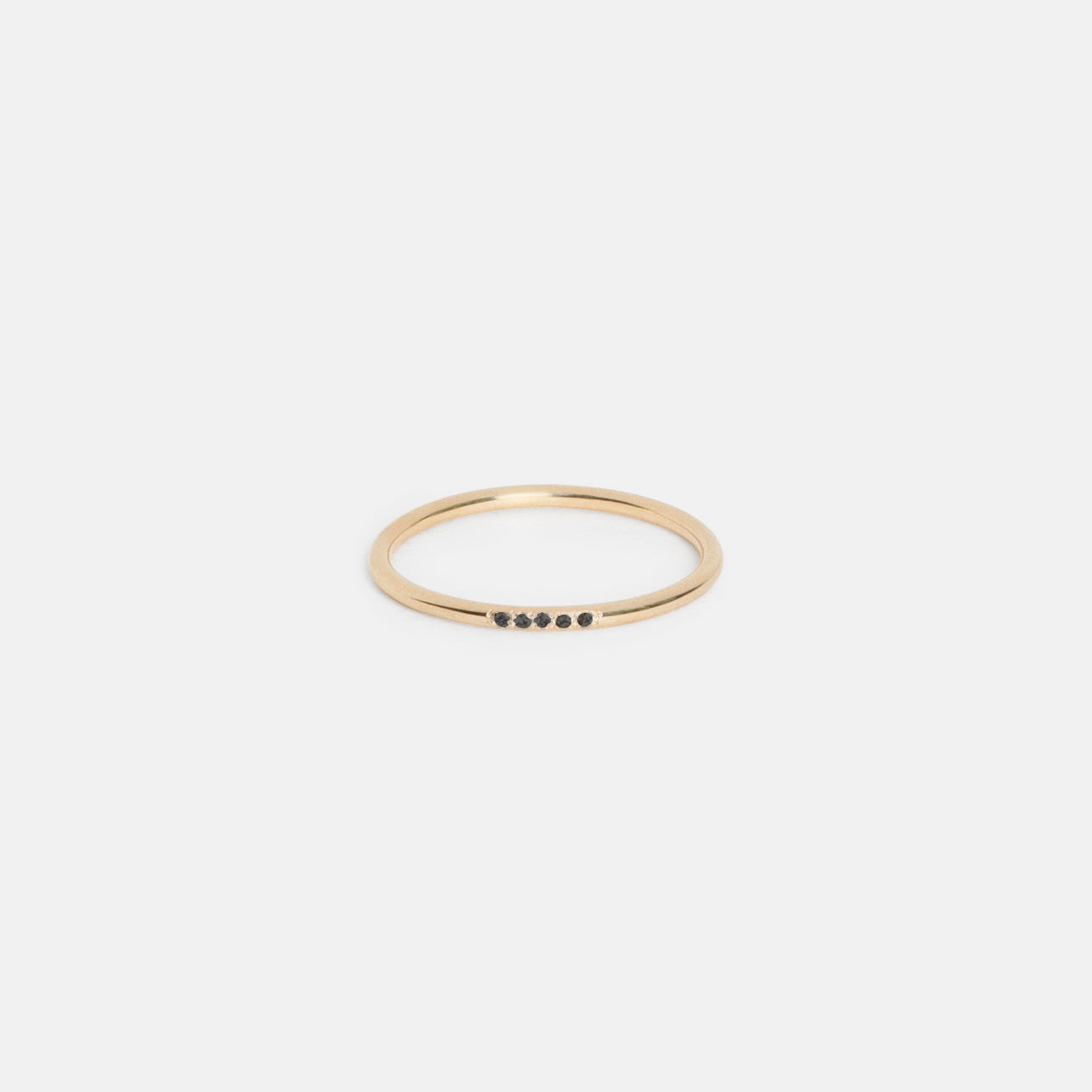Minimalist Stackable Round Designer Ring with Tiny Diamonds in Solid 14k yellow gold by SHW coolest fine jewelry store in NYC near me