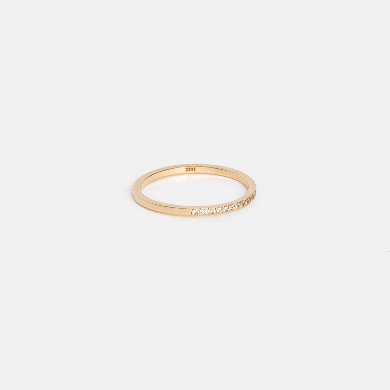 Eile Minimal Ring in 14k Gold set with White Diamonds By SHW Fine Jewelry NYC