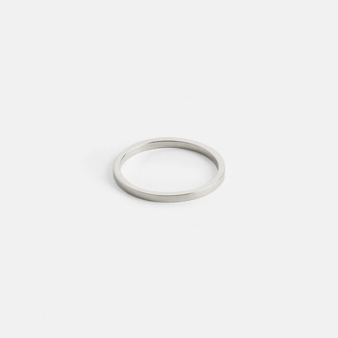 14k white gold flat profile wedding band with simple design