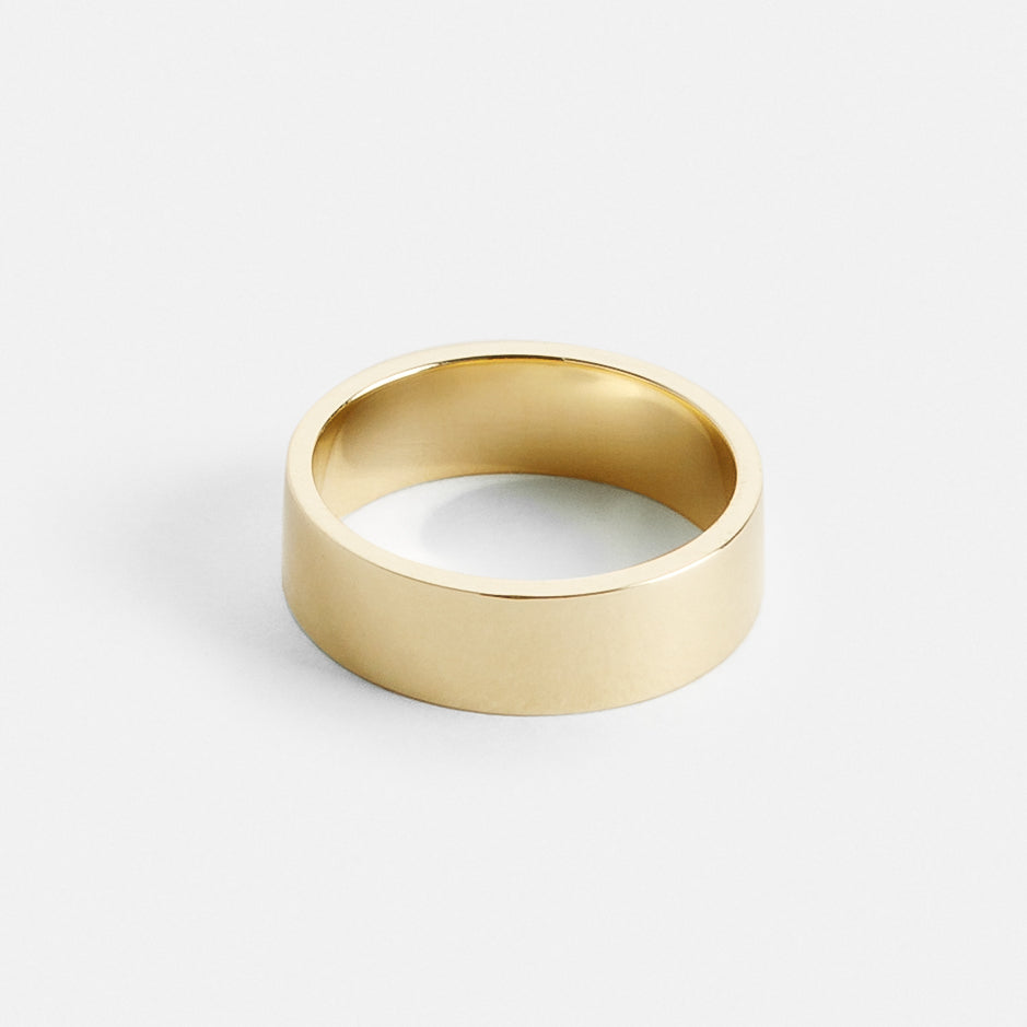 Contemporary 6mm Thick Flat Unisex Wedding Ring in 14 karat, 18 karat gold by SHW best fine jewelry store located in downtown NYC near me
