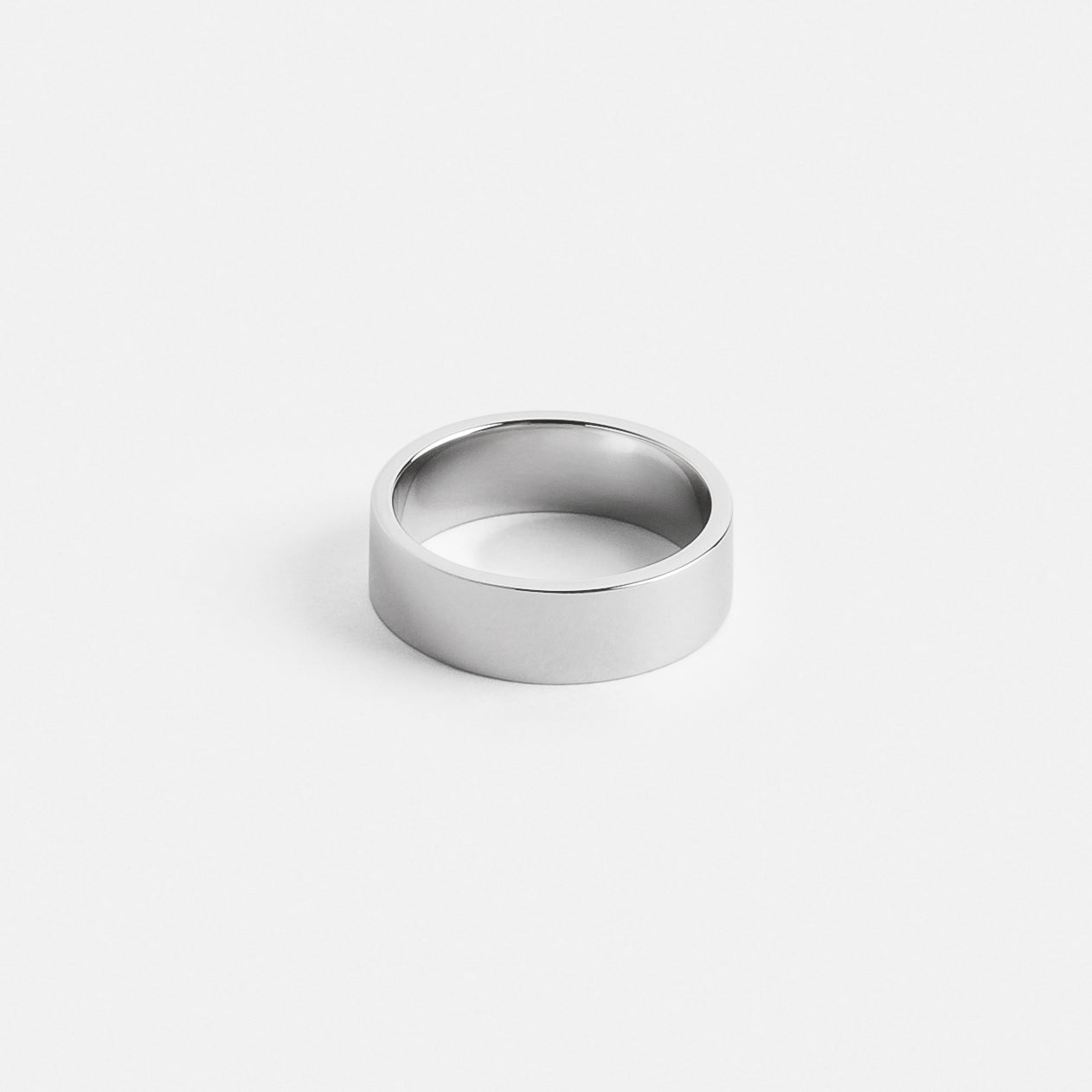 Platinum 6mm flat profile ring with smooth polished finish