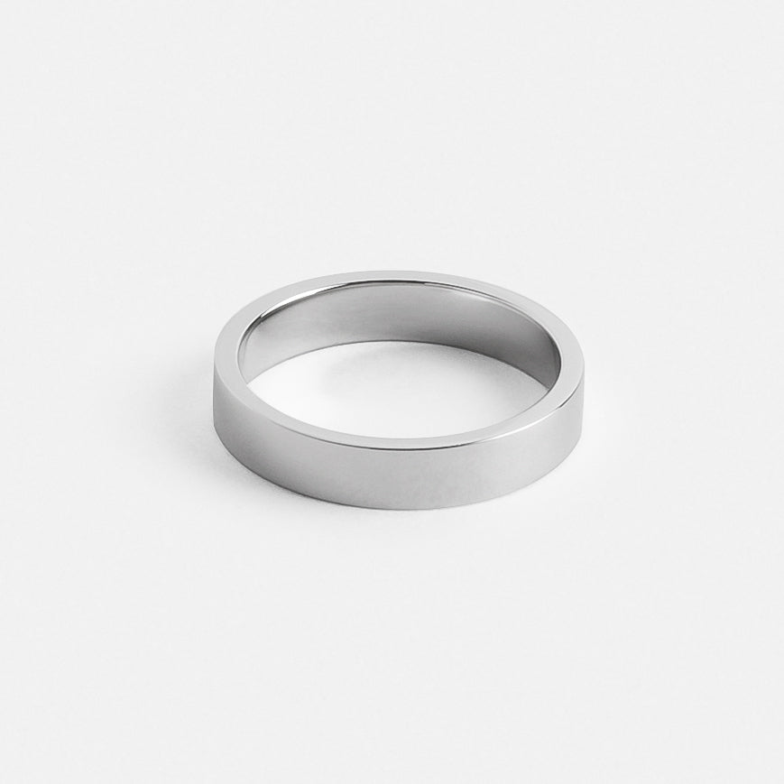 Contemporary 4mm Thick Flat Unisex Wedding Ring in platinum by SHW best fine jewelry store located in downtown NYC near me