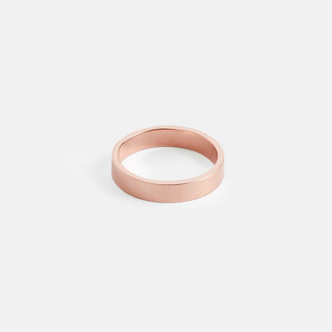 14k rose gold 4mm flat wedding band with smooth polished finish