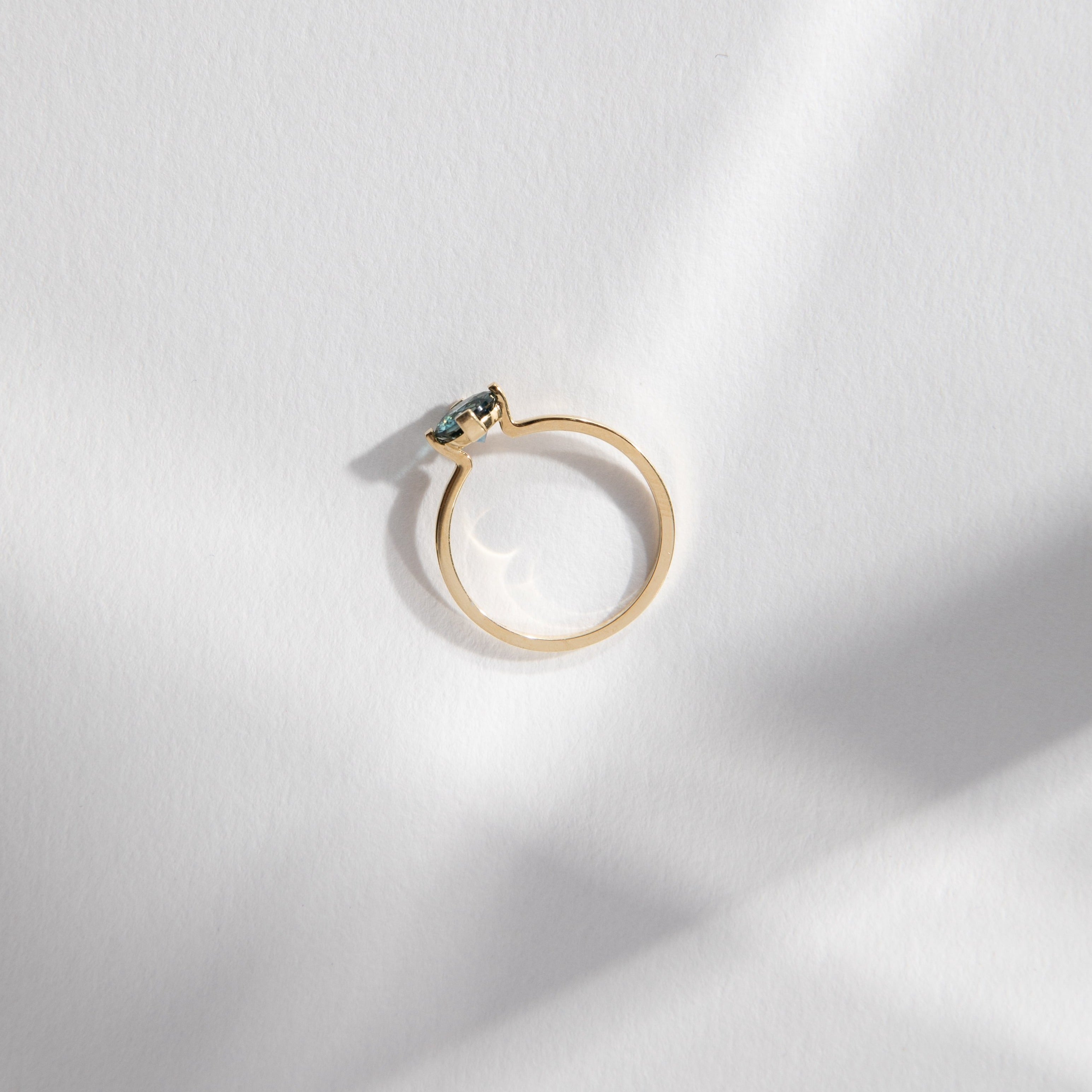 Ema Simple Ring in 14k Gold set with a 0.8ct round brilliant cut medium denim color sapphire By SHW Fine Jewelry NYC