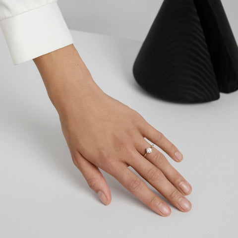 Ema Cool Engagement Ring in 14k Gold set with a round brilliant cut 1ct lab-grown diamond By SHW Fine Jewelry NYC