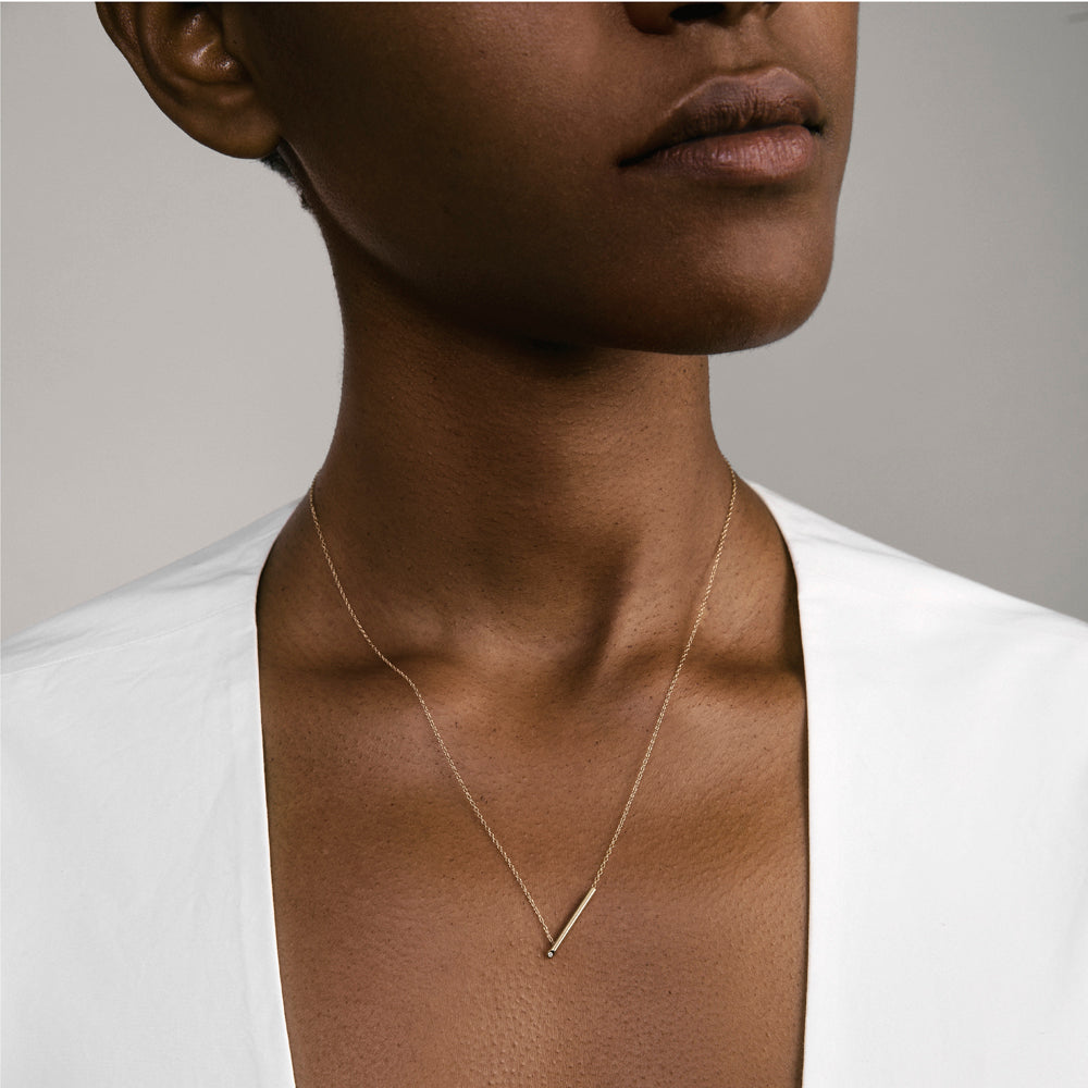 Essa Designer Necklace in 14k Gold set with White Diamond By SHW Fine Jewelry NYC