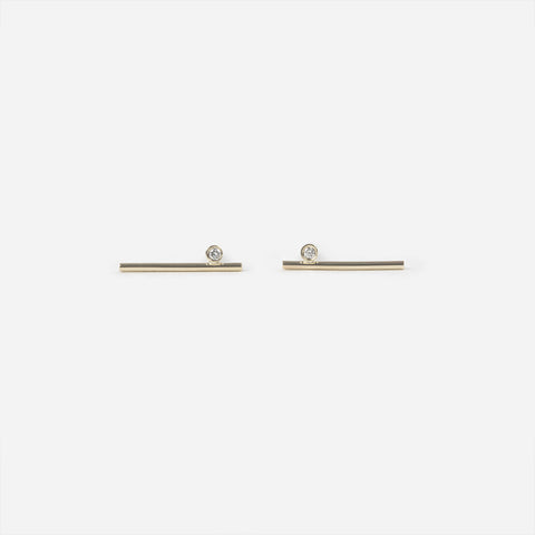 Livi Medium Cool Studs in 14k Yellow Gold set with White Diamonds By SHW Fine Jewelry NYC
