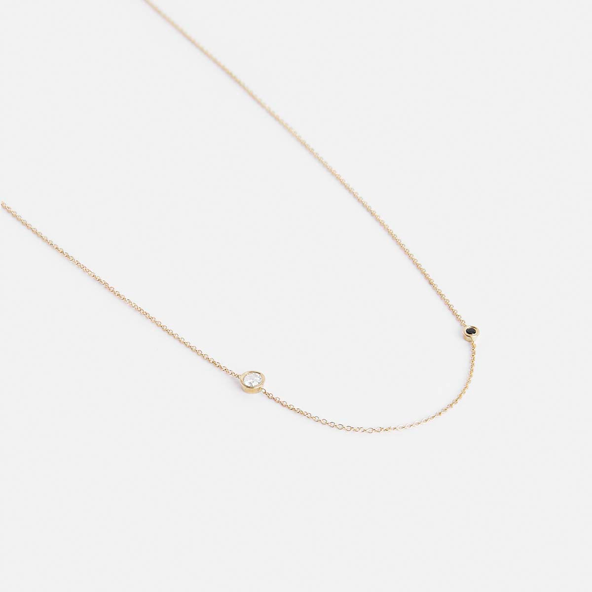 Iba Simple Necklace in 14k Gold set with Black and White Diamonds By SHW Fine Jewelry NYC