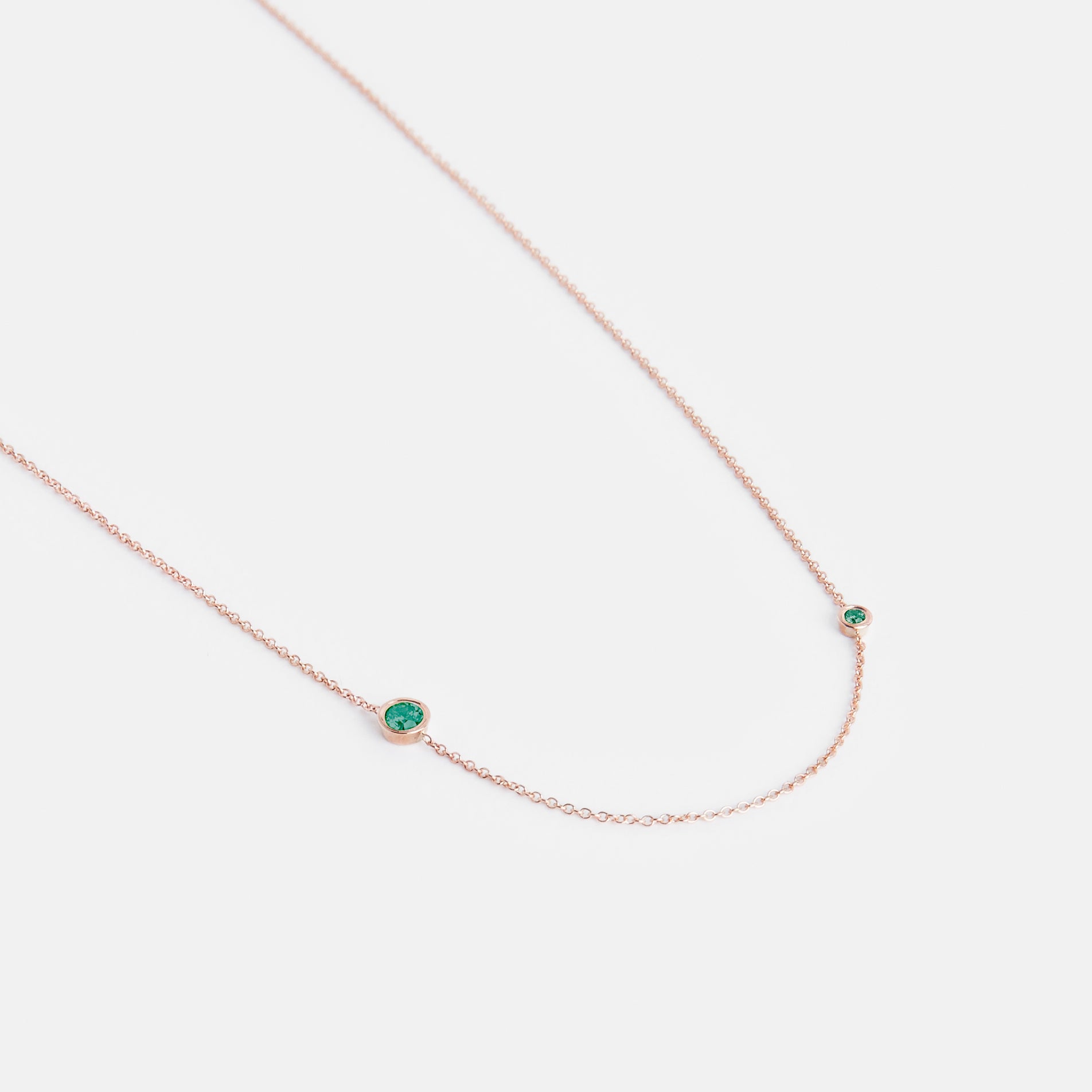 Iba Designer Necklace in 14k Rose Gold set with Emeralds By SHW Fine Jewelry NYC