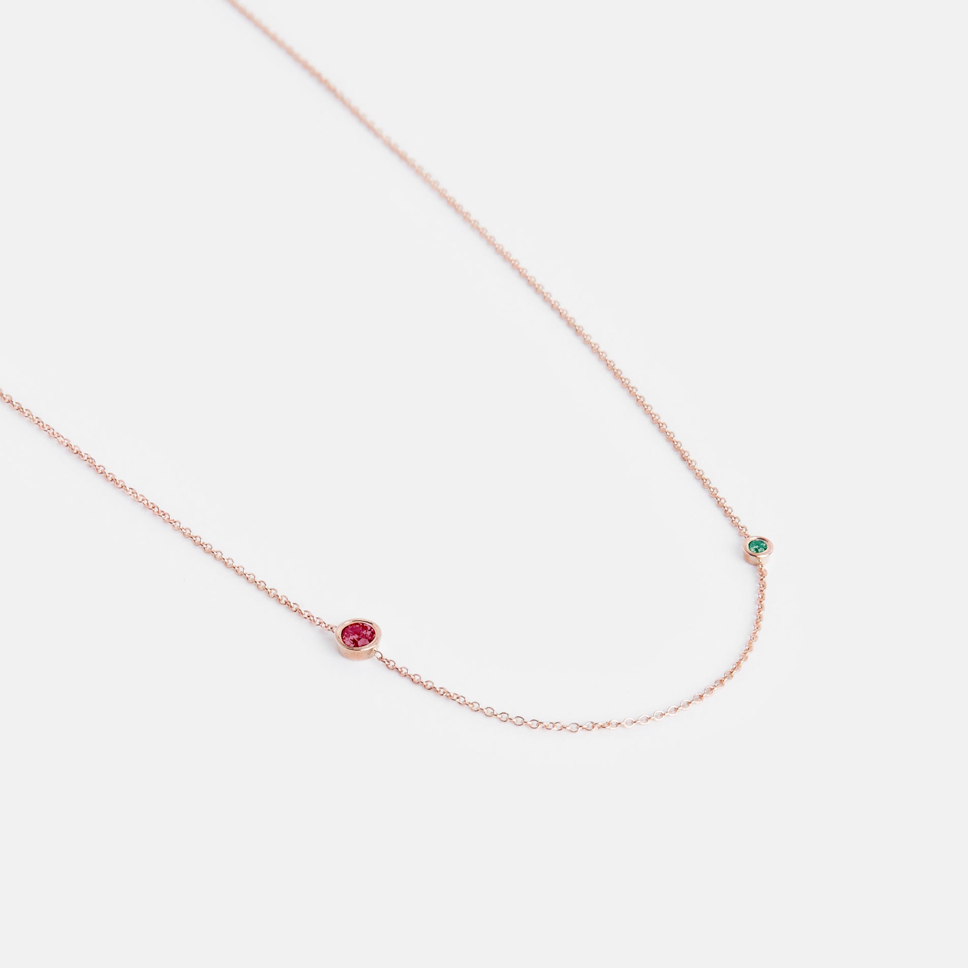 Iba Designer Necklace in 14k Rose Gold set with Ruby and Emerald By SHW Fine Jewelry NYC