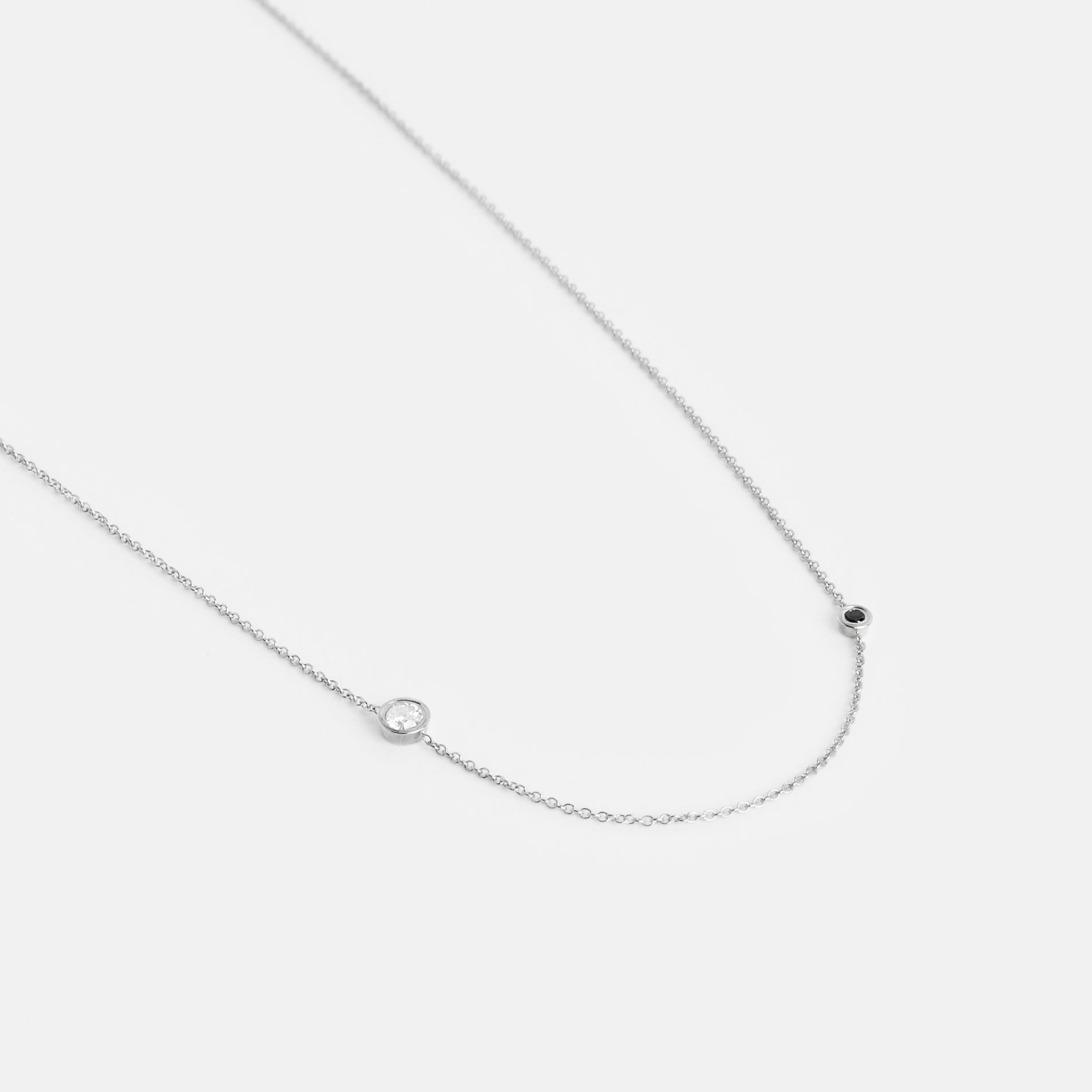 Iba Alternative Necklace in Sterling Silver set with White and Black Diamond By SHW Fine Jewelry NYC