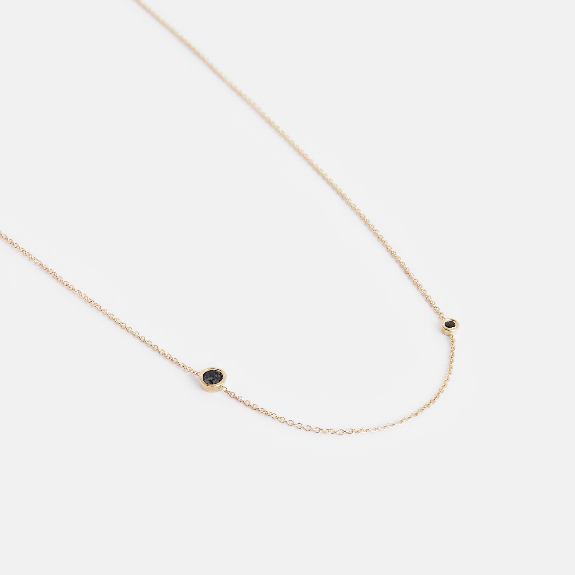 Iba Simple Necklace in 14k Gold set with Black Diamonds By SHW Fine Jewelry NYC