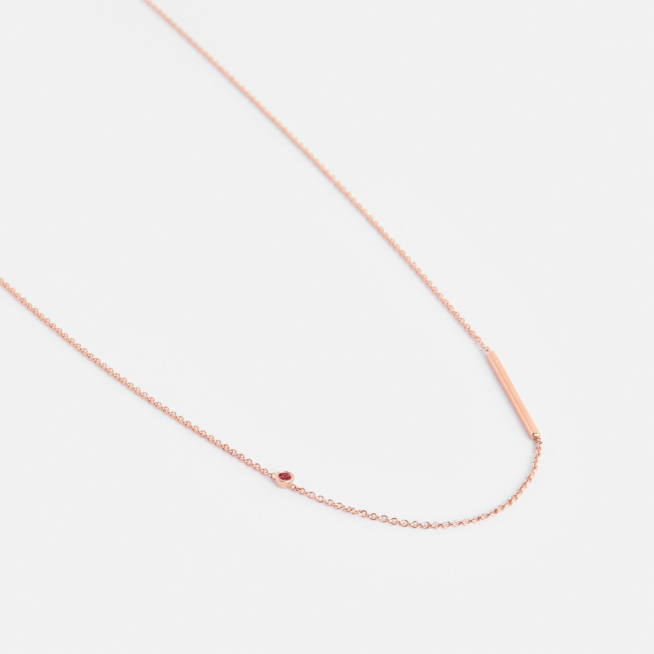 Iki Thin Necklace in 14k Gold set with Ruby By SHW Fine Jewelry NYC