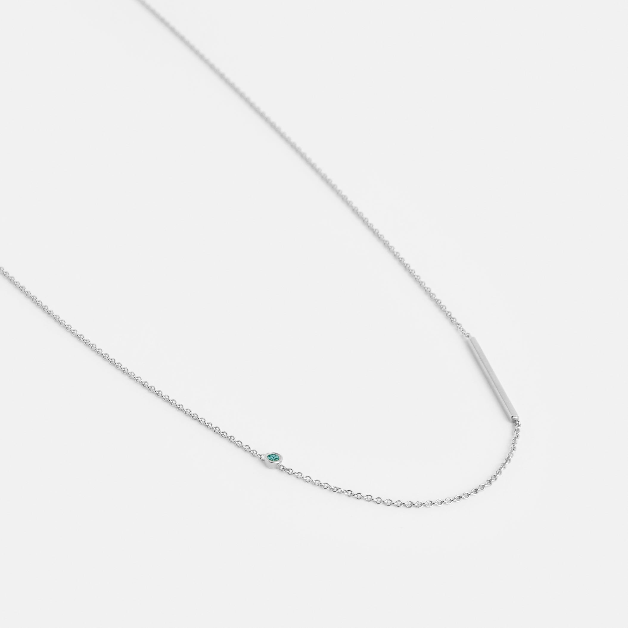 Iki Alternative Necklace in 14k White Gold set with Emerald By SHW Fine Jewelry NYC