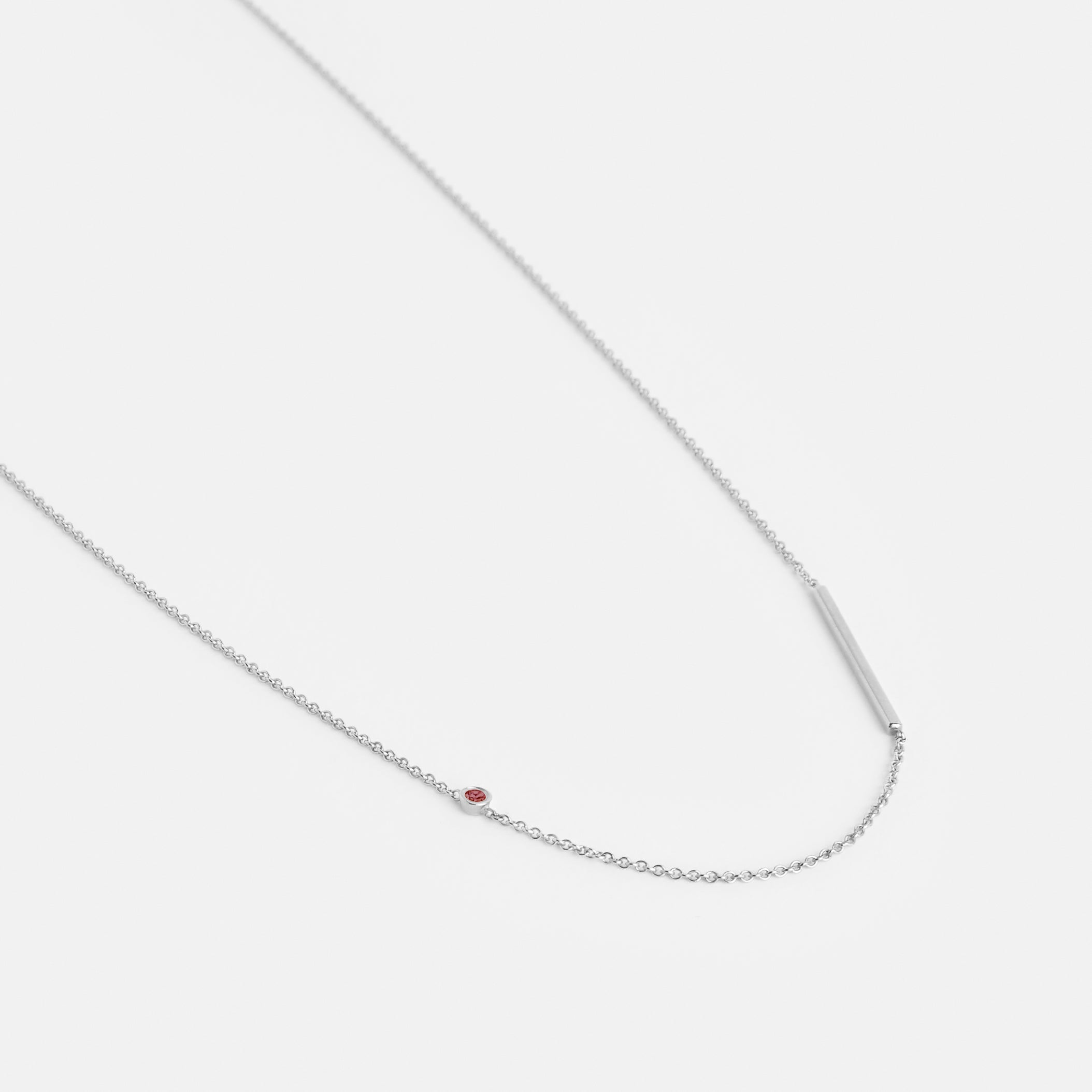 Iki Alternative Necklace in 14k White Gold set with Ruby By SHW Fine Jewelry NYC