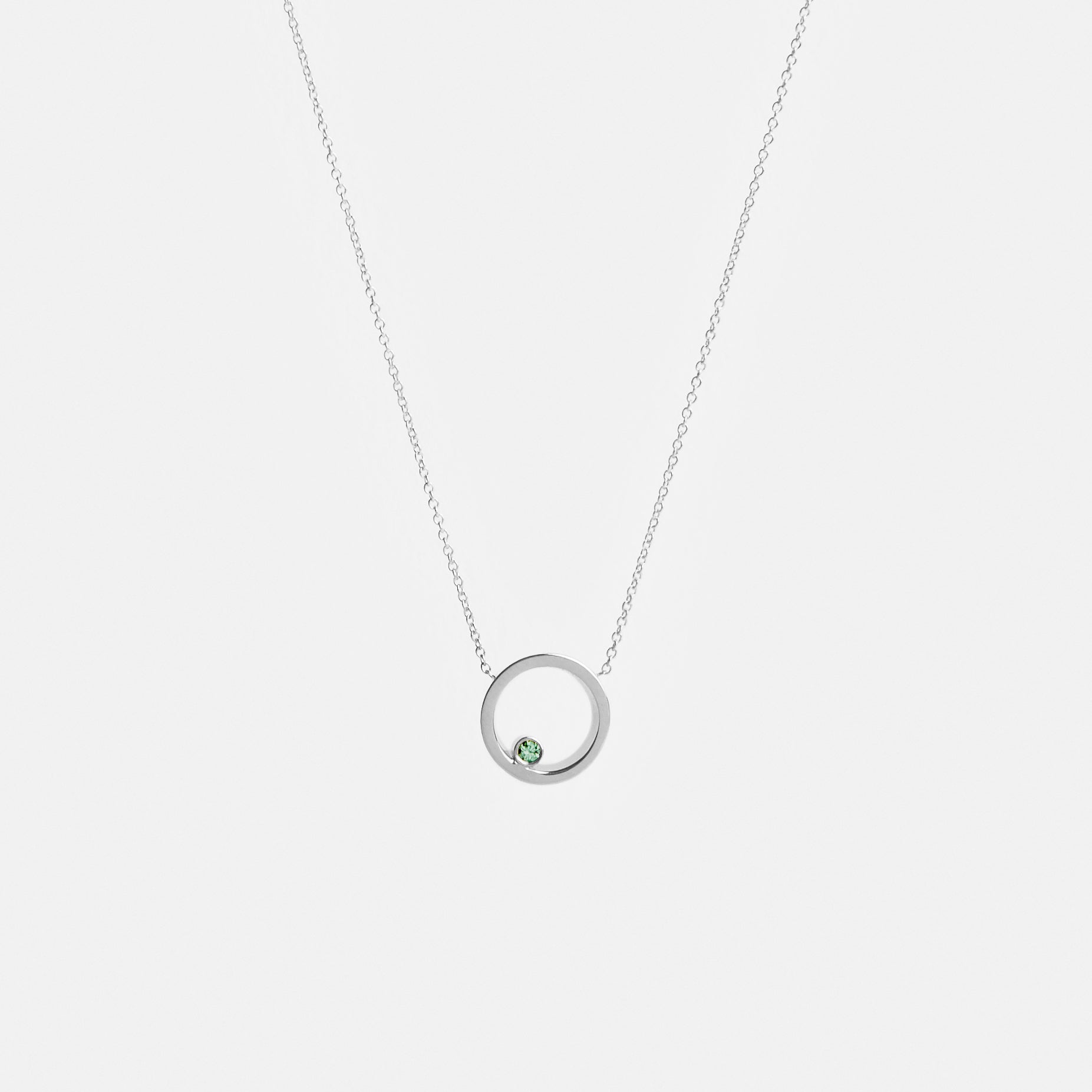 Ila Minimal Necklace in 14k White Gold set with Green Diamond By SHW Fine Jewelry NYC