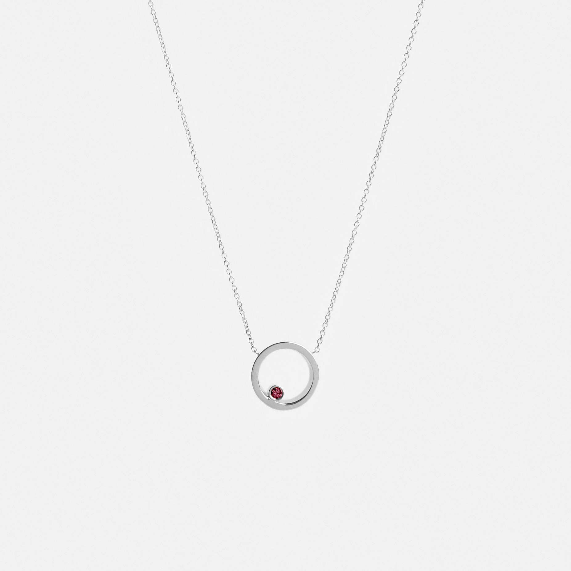 Ila Minimal Necklace in 14k White Gold set with Ruby By SHW Fine Jewelry NYC