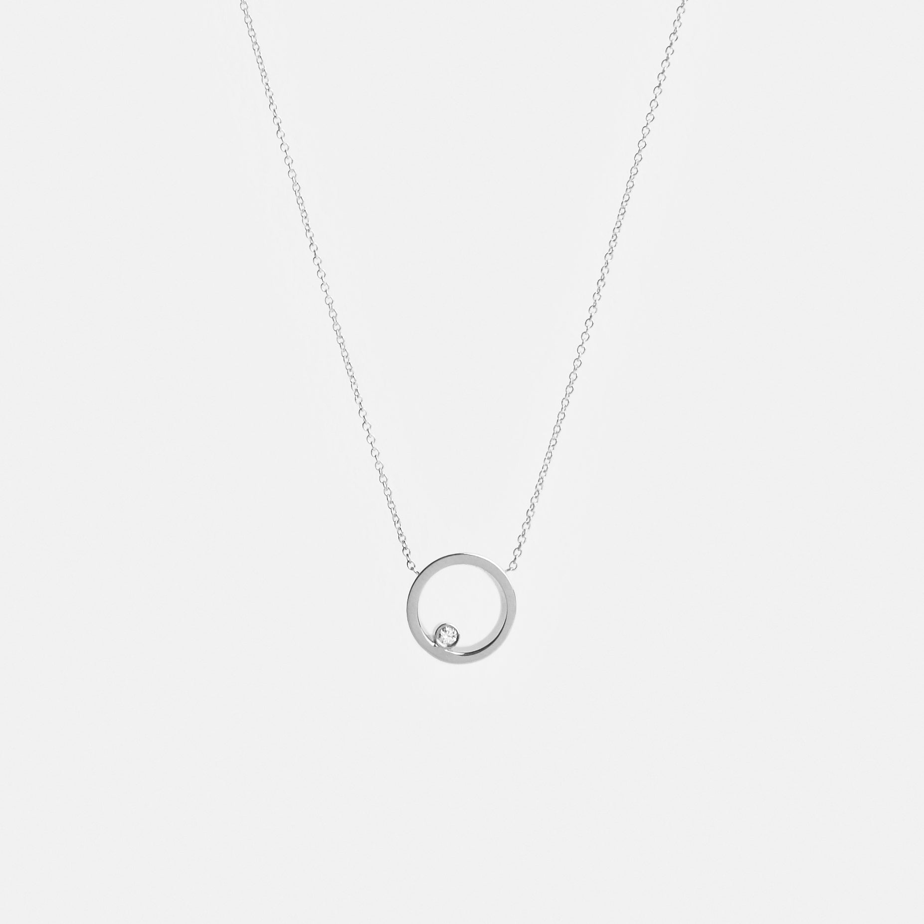 Ila Minimal Necklace in 14k White Gold set with White Diamond By SHW Fine Jewelry NYC