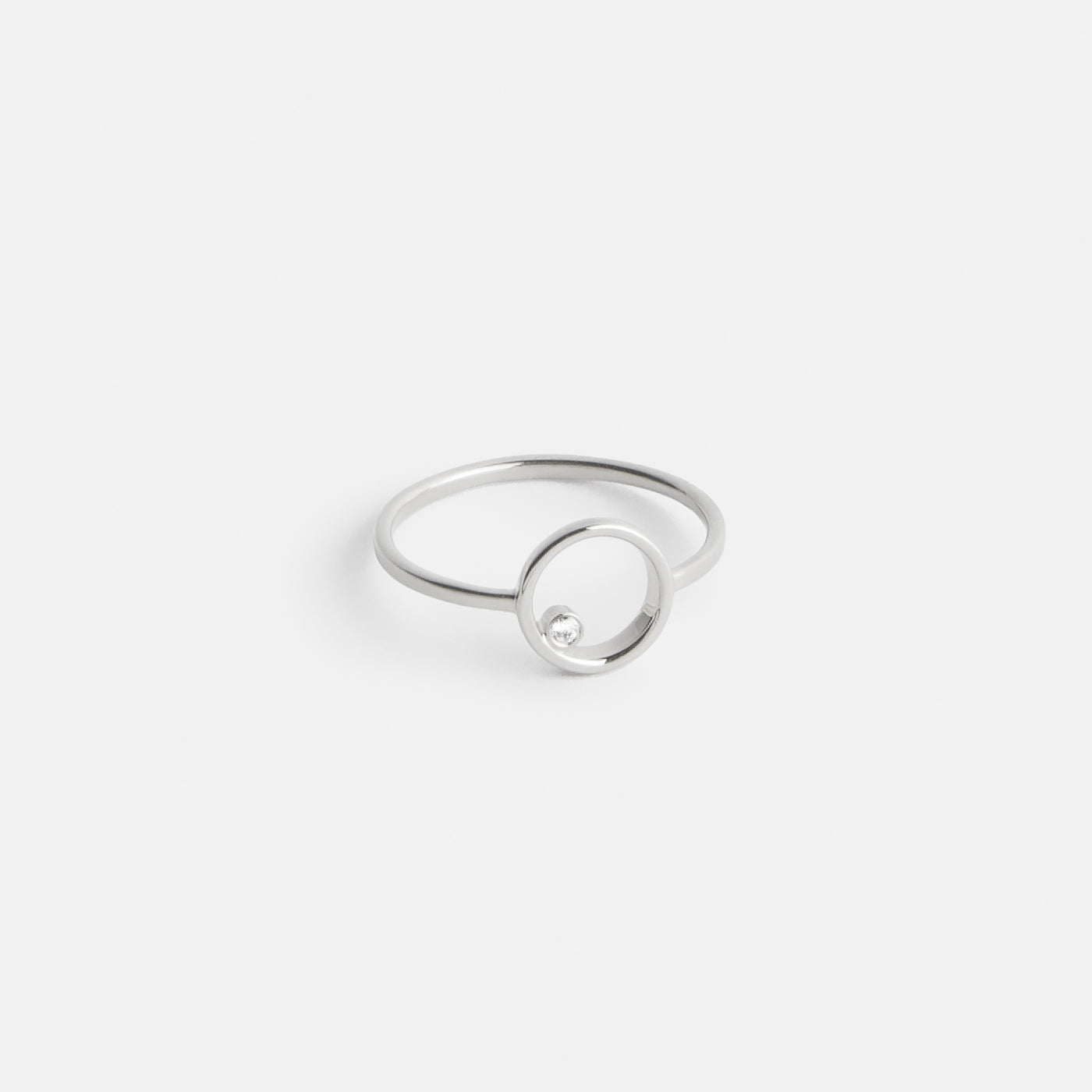 Ila Thin Ring in Sterling Silver set with White Diamond by SHW Fine Jewelry NYC
