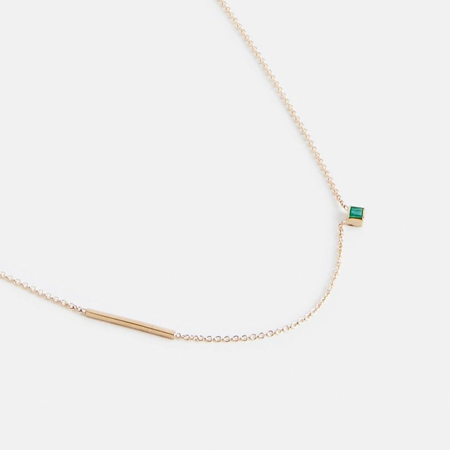 Inu Handmade Necklace in 14k Gold set with Emerald By SHW Fine Jewelry NYC