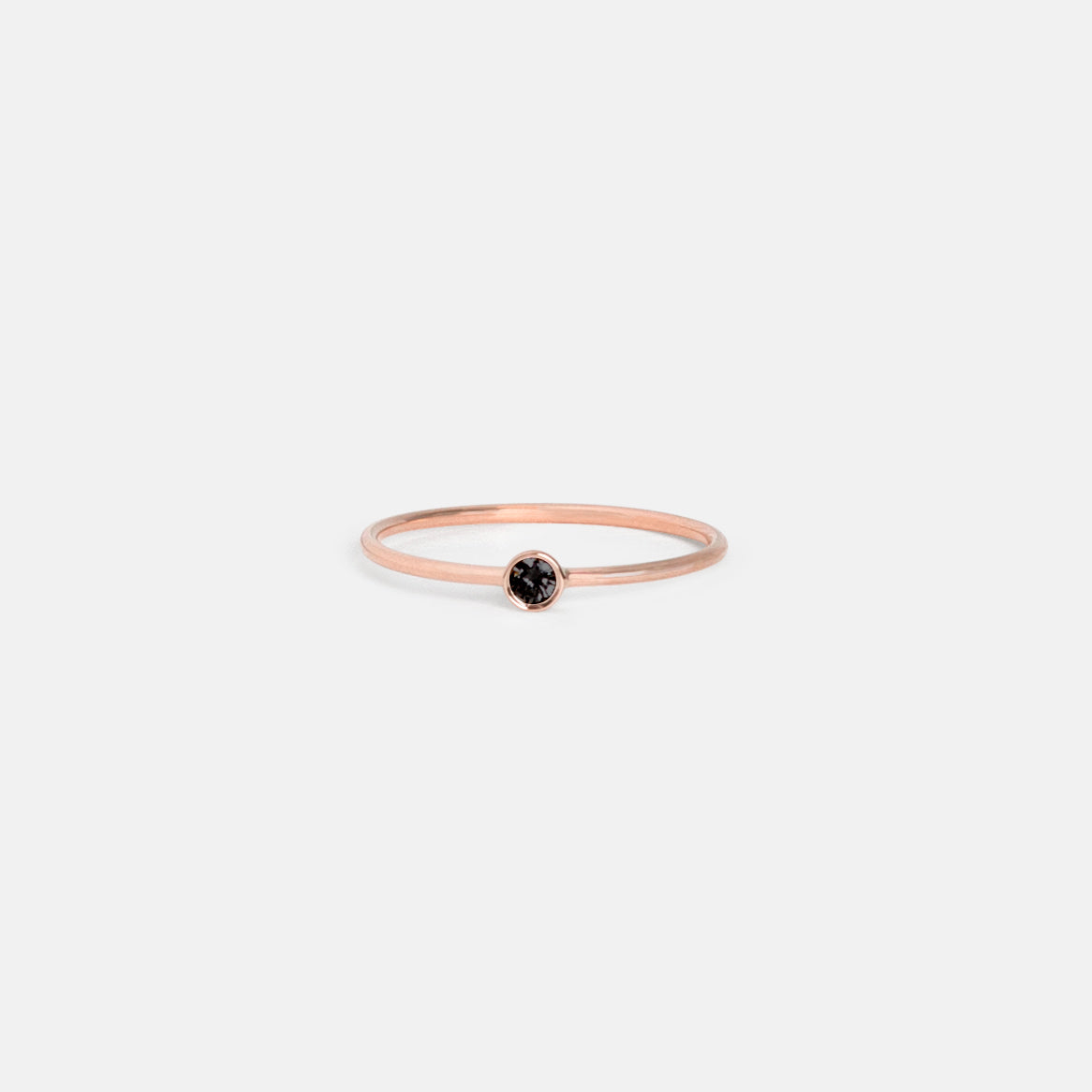 Minimal Large Kaya Ring in 14k Rose Gold set with Black Diamond by SHW Fine Jewelry in NYC