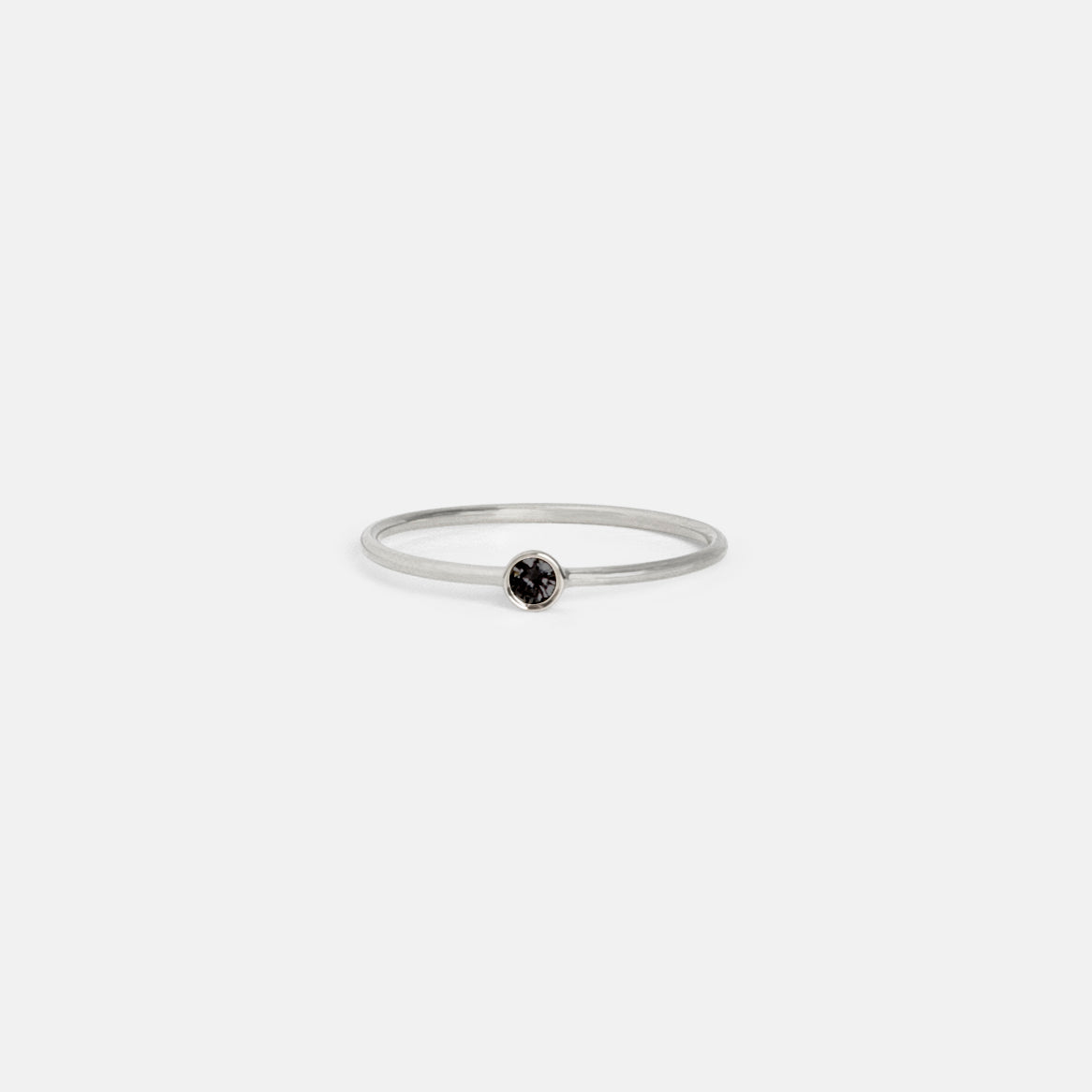 Plain Large Kaya Ring in 14k White Gold set with black Diamond by SHW Fine Jewelry in NYC
