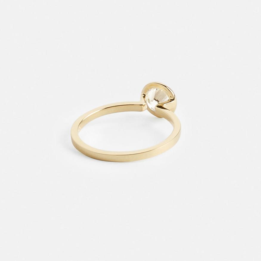 Simple Bezel Frame Engagement Ring with 1ct IGI certified G color VS1 clarity lab diamond in 14k yellow gold by SHW cool jewelry store NYC