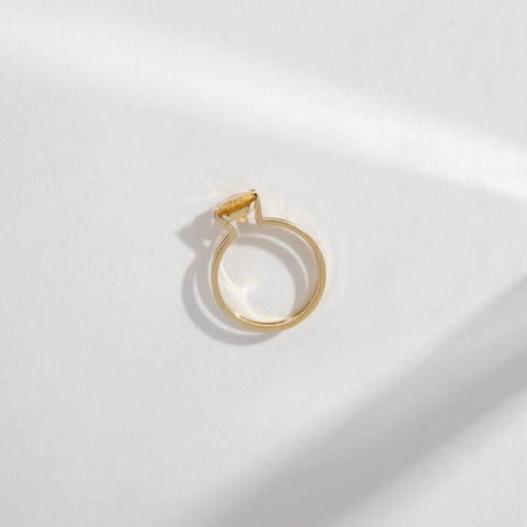 Mes Alternative Ring in 14k Gold set with a 1.5ct oval cut heliodor By SHW Fine Jewelry NYC