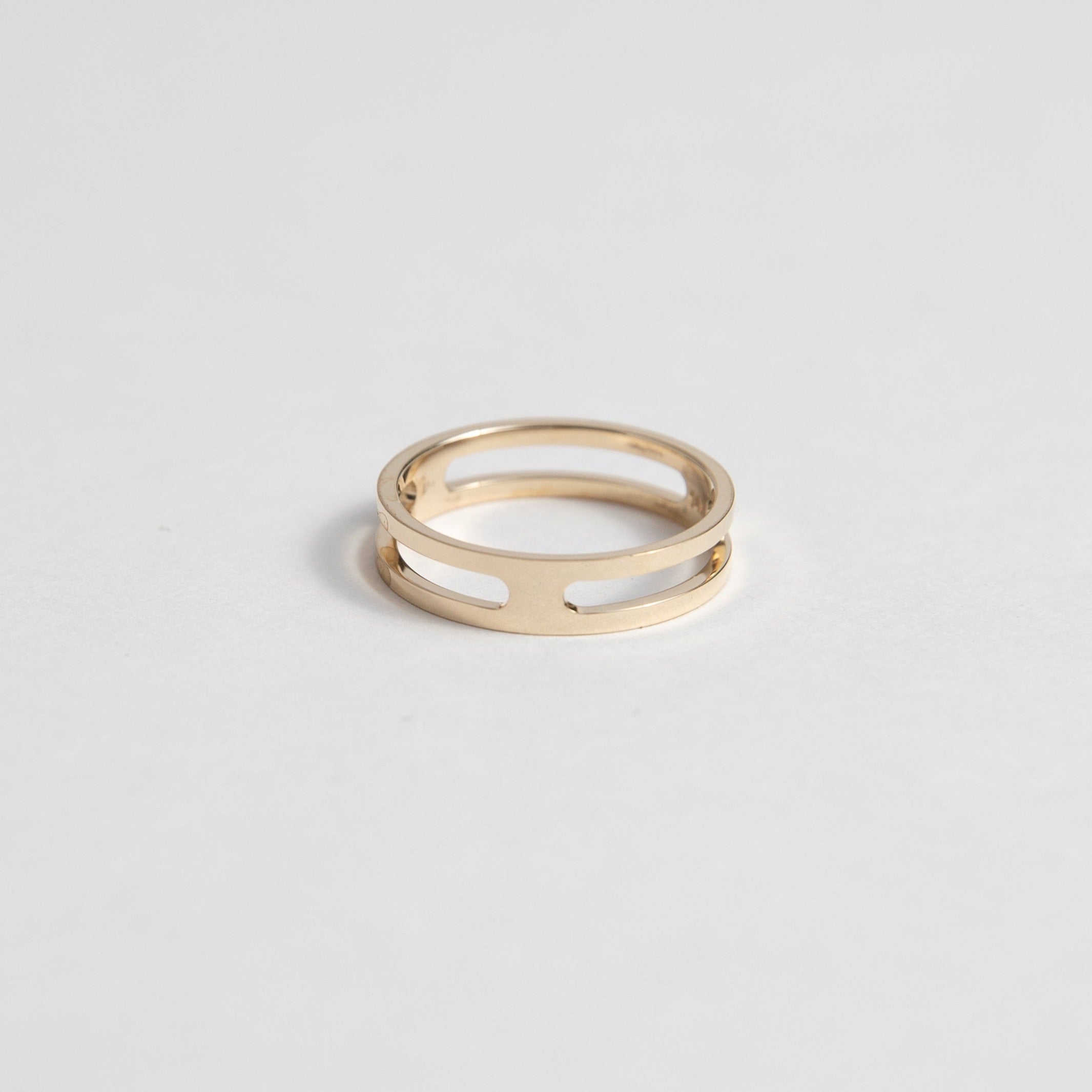 Modern double band womens wedding ring in 14k, 18k yellow, white, rose gold, platinum by SHW cool fine jewelry store in downtown NYC