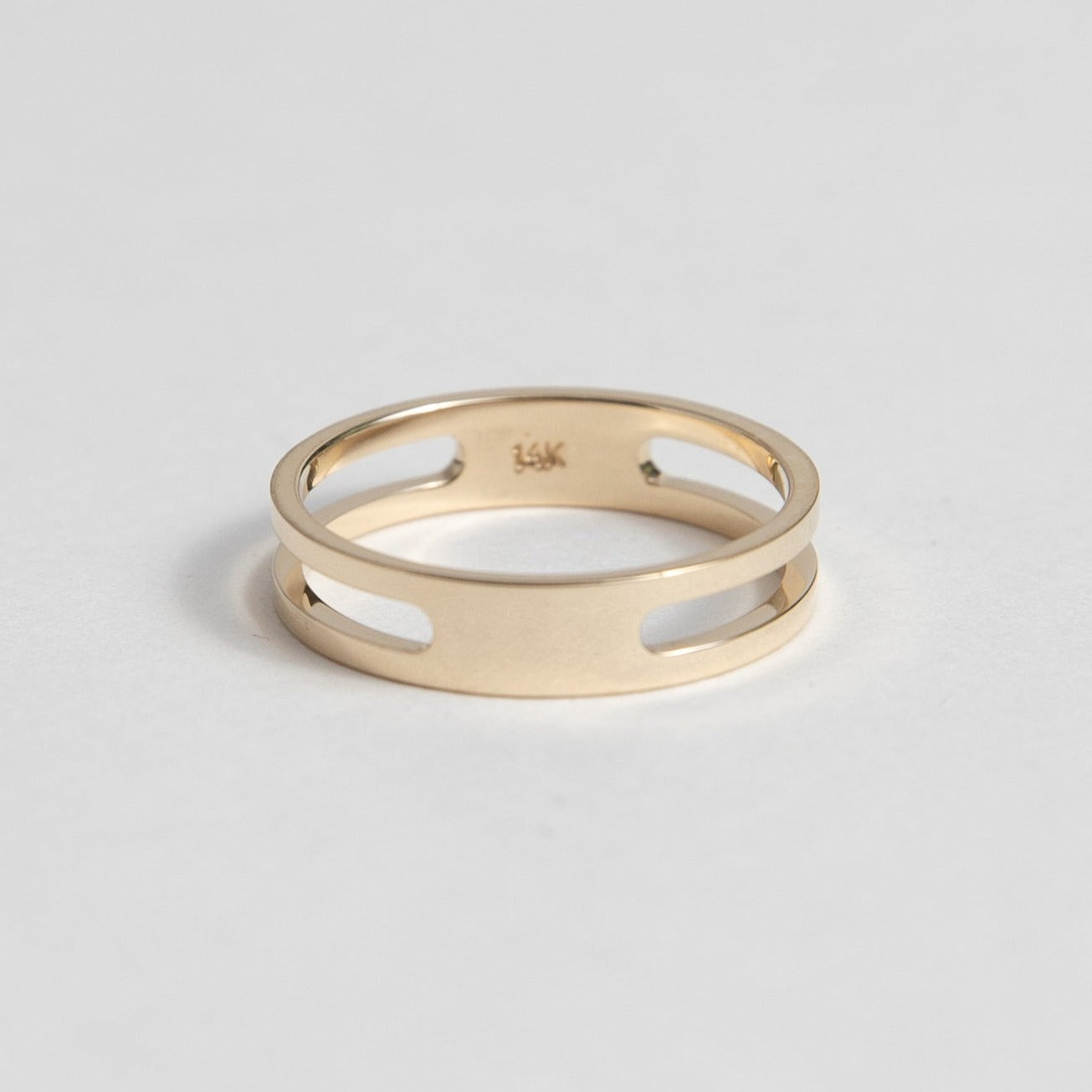 Simple two bands statement ring with Flat profile in 14k, 18k yellow, white, rose gold, platinum, silver by SHW cool fine jewelry store in NYC