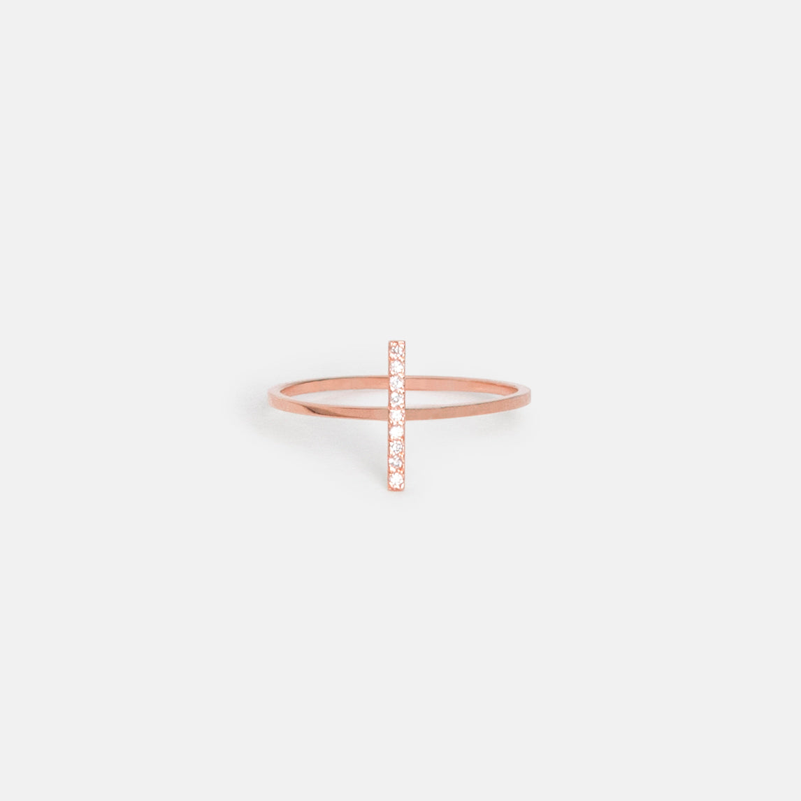 Steva Thin Ring in 14k Rose Gold set with White Diamonds by SHW Fine Jewelry