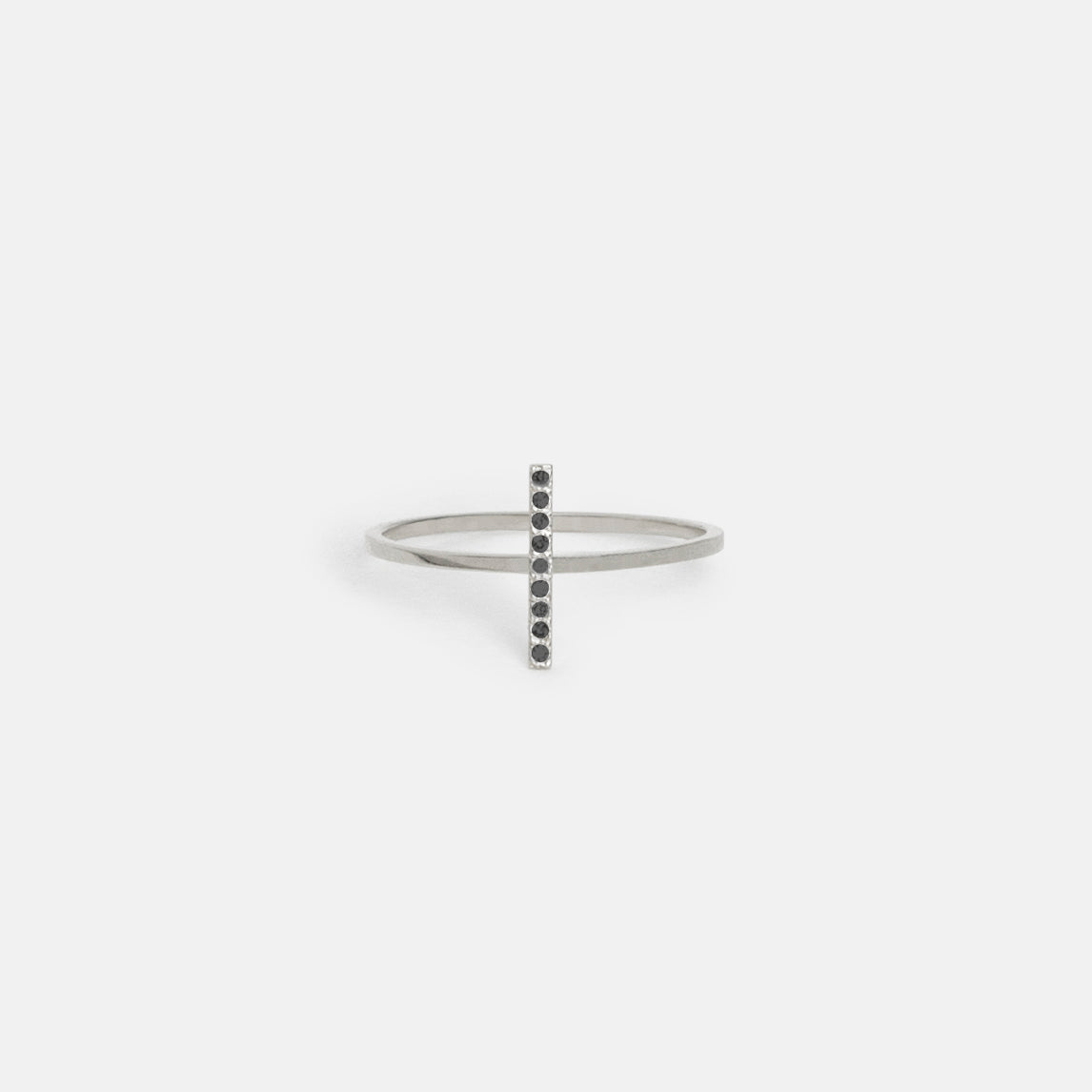 Steva Thin Ring in 14k White Gold set with Black Diamonds by SHW Fine Jewelry