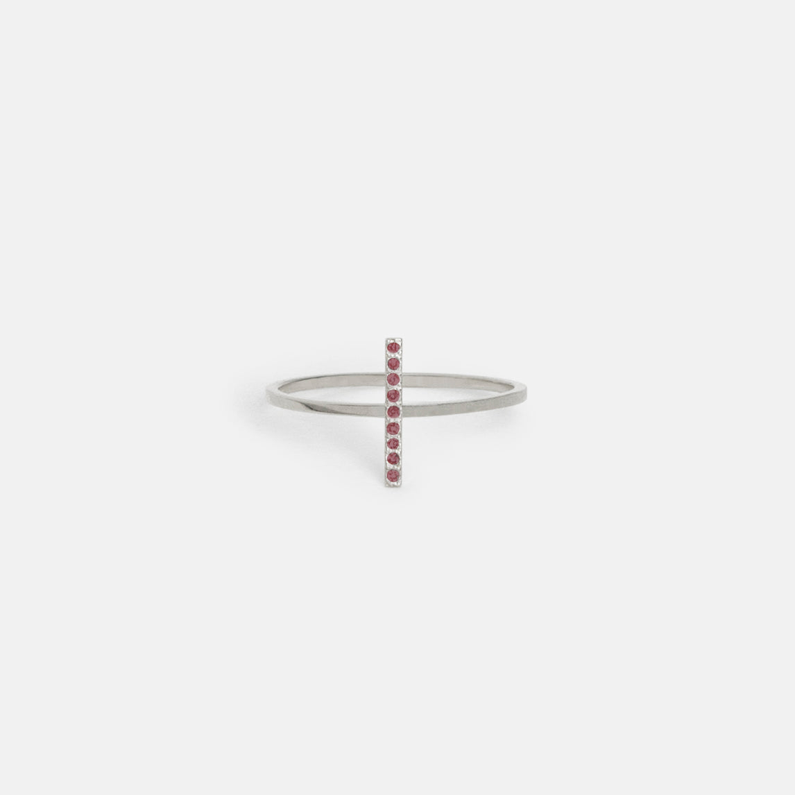 Steva Thin Ring in 14k White Gold set with Rubies by SHW Fine Jewelry