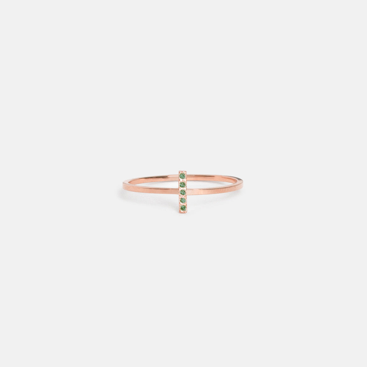 Stevi Minimalist Ring in 14k Rose Gold set with Emeralds by SHW Fine Jewelry
