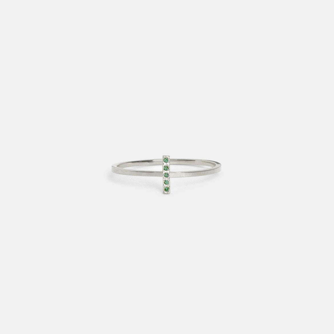 Stevi Cool Ring in 14k White Gold set with Emeralds by SHW Fine Jewelry