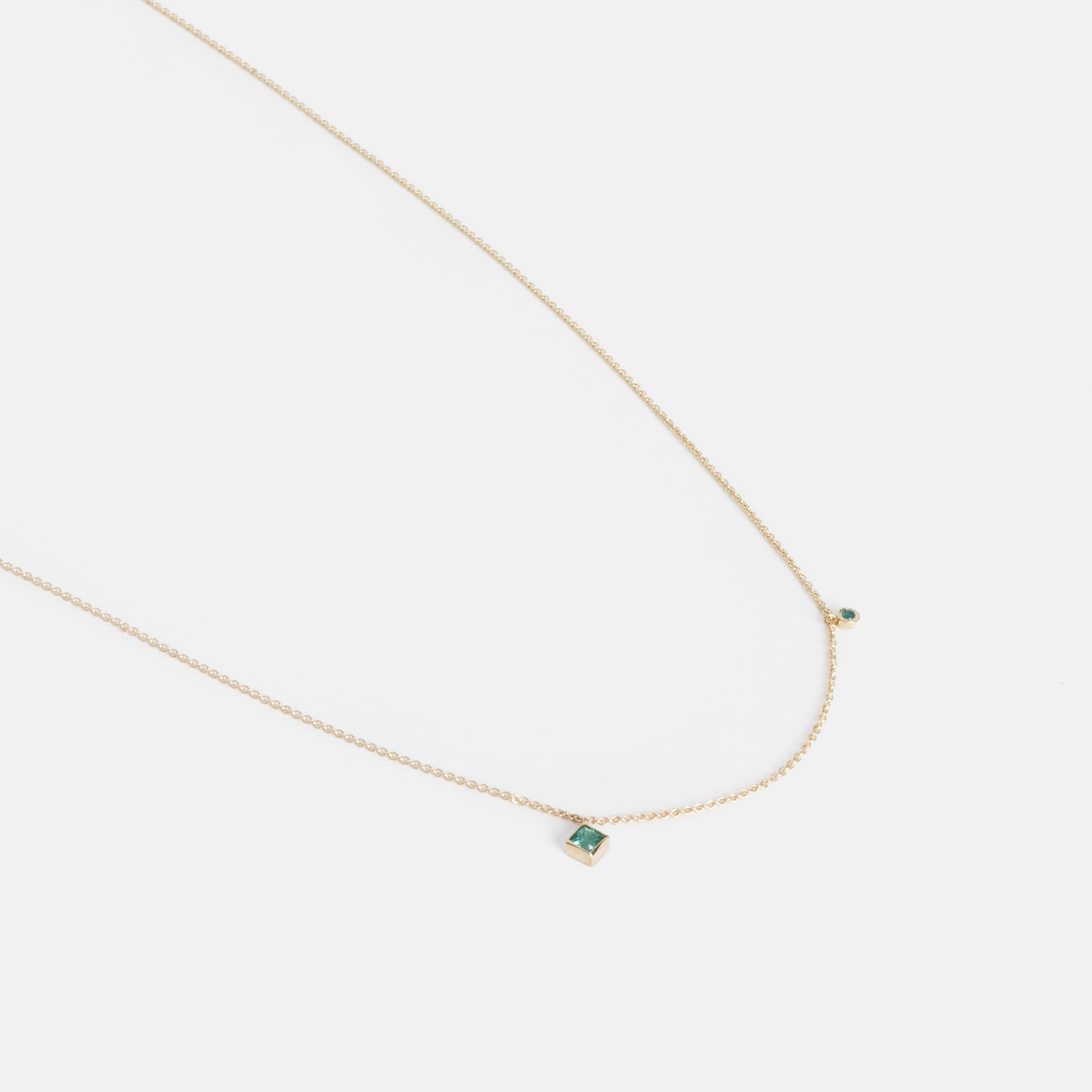 Ibi Delicate Necklace in 14k Gold set with Emeralds By SHW Fine Jewelry NYC
